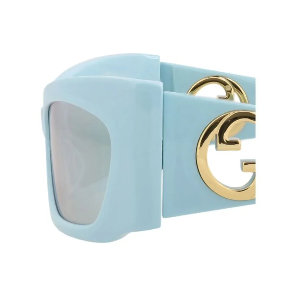 Gucci Shield-Frame Recycled Acetate Sunglasses Blue Womens